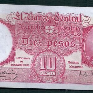 ARGENTINA BILLETE MONEDA NACIONAL 10 PESOS BOT 1938 UNC
