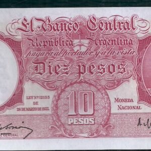 ARGENTINA BILLETE MONEDA NACIONAL 10 PESOS BOT 1941 UNC