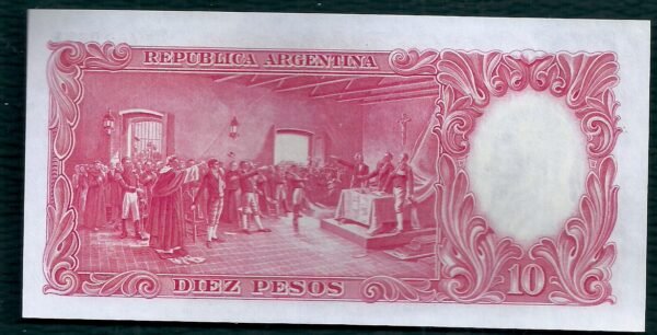 ARGENTINA BILLETE MONEDA NACIONAL 10 PESOS BOT 1938 UNC - Imagen 2