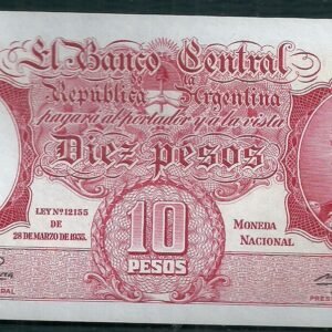 ARGENTINA BILLETE MONEDA NACIONAL 10 PESOS BOT 1946 UNC