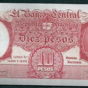 ARGENTINA BILLETE MONEDA NACIONAL 10 PESOS BOT 1952 UNC