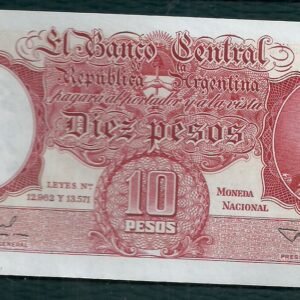 ARGENTINA BILLETE MONEDA NACIONAL 10 PESOS BOT 1954 UNC