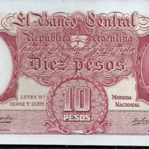ARGENTINA BILLETE MONEDA NACIONAL 10 PESOS BOT 1957 UNC