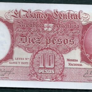 ARGENTINA BILLETE MONEDA NACIONAL 10 PESOS BOT 1969a UNC