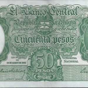 ARGENTINA BILLETE MONEDA NACIONAL 50 PESOS BOT 1974 XF+