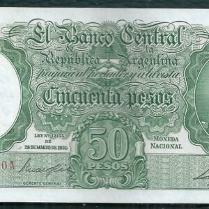 ARGENTINA BILLETE MONEDA NACIONAL 50 PESOS BOT 1980 AU