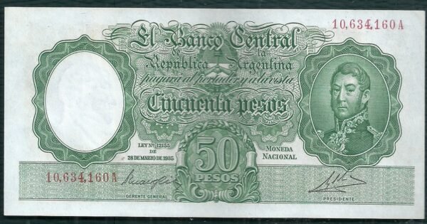 ARGENTINA BILLETE MONEDA NACIONAL 50 PESOS BOT 1980 AU