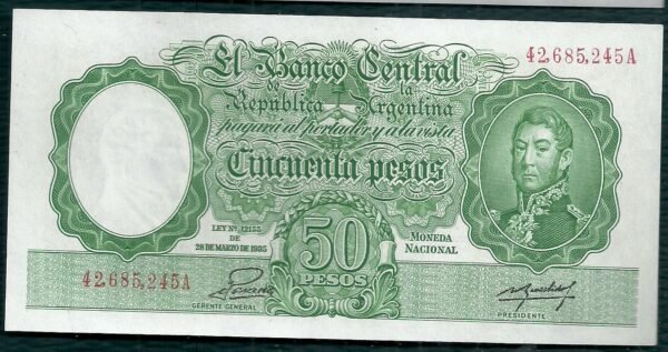 ARGENTINA BILLETE MONEDA NACIONAL 50 PESOS BOT 1990 UNC