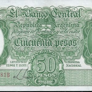 ARGENTINA BILLETE MONEDA NACIONAL 50 PESOS BOT 1991 XF++