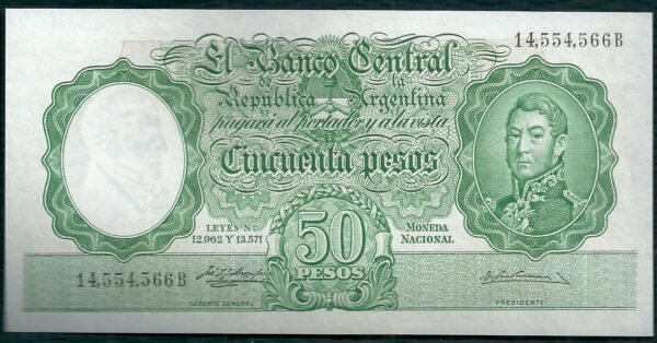 ARGENTINA BILLETE MONEDA NACIONAL 50 PESOS BOT 1993 UNC