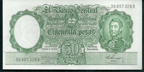 ARGENTINA BILLETE MONEDA NACIONAL 50 PESOS BOT 1998 AU