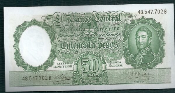 ARGENTINA BILLETE MONEDA NACIONAL 50 PESOS BOT 2001 UNC