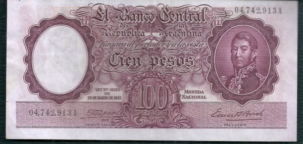 ARGENTINA BILLETE MONEDA NACIONAL 100 PESOS BOT 2031 XF