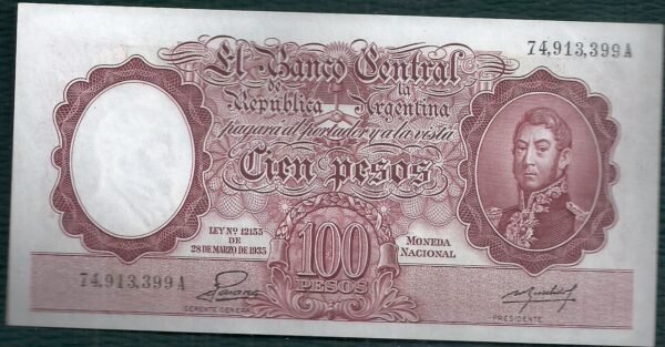 ARGENTINA BILLETE MONEDA NACIONAL 100 PESOS BOT 2042 AU