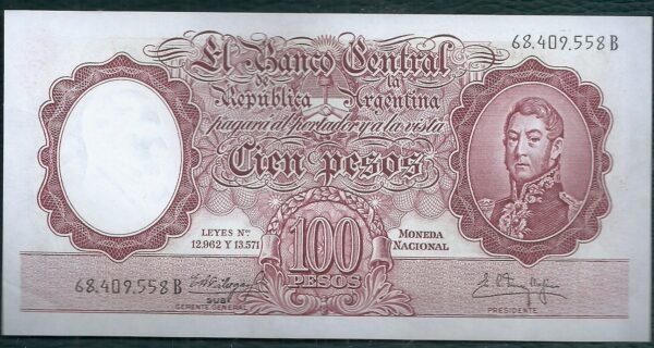 ARGENTINA BILLETE MONEDA NACIONAL 100 PESOS BOT 2057a UNC