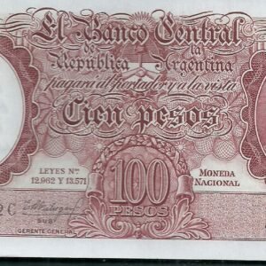 ARGENTINA BILLETE MONEDA NACIONAL 100 PESOS BOT 2062 UNC