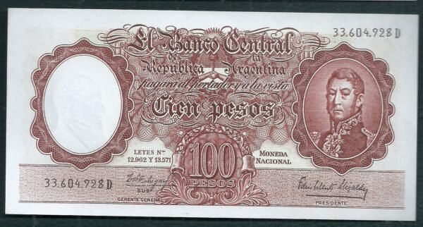 ARGENTINA BILLETE MONEDA NACIONAL 100 PESOS BOT 2068 UNC