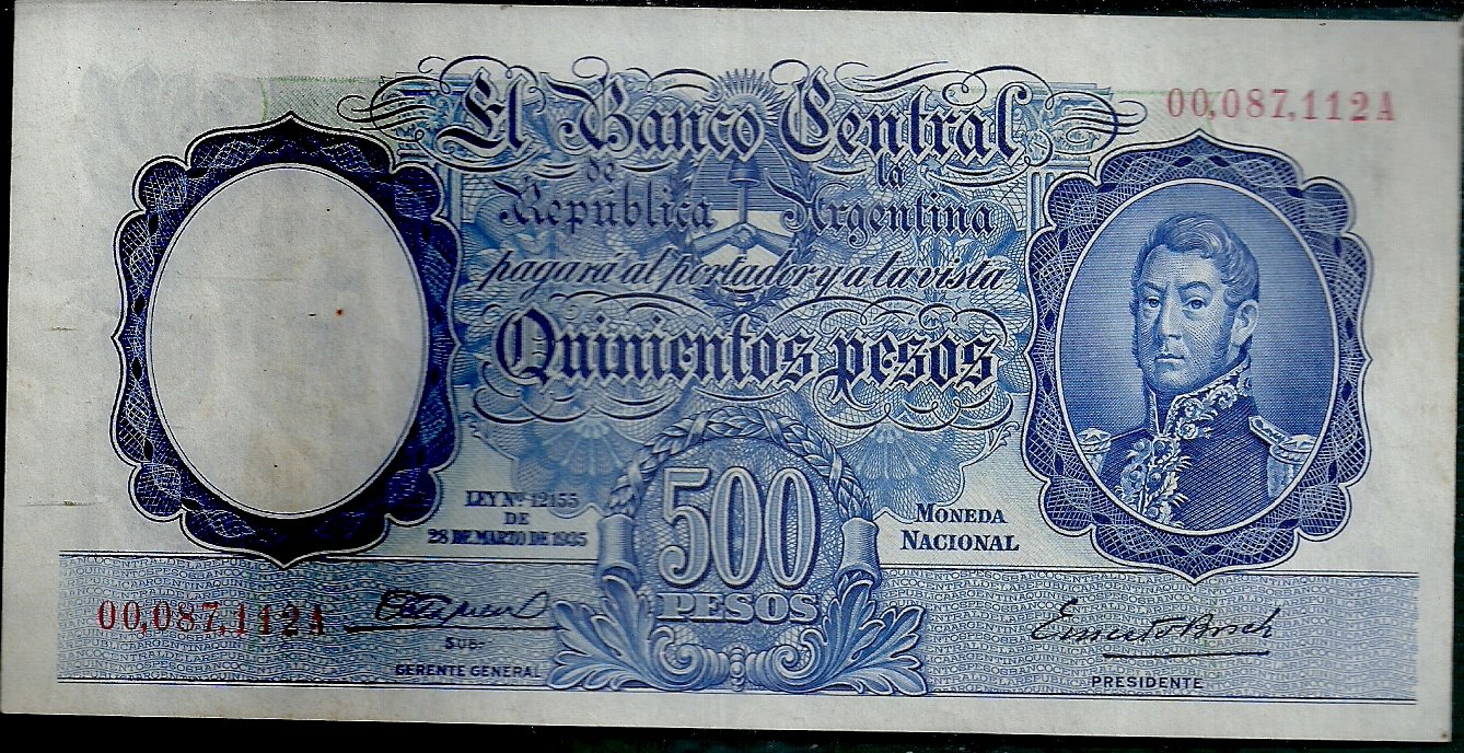 ARGENTINA BILLETE MONEDA NACIONAL 500 PESOS BOT 2088 XF+