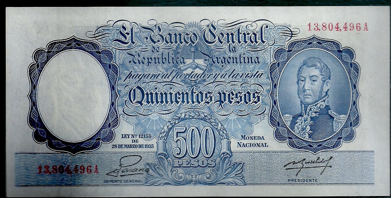 ARGENTINA BILLETE MONEDA NACIONAL 500 PESOS BOT 2097 UNC