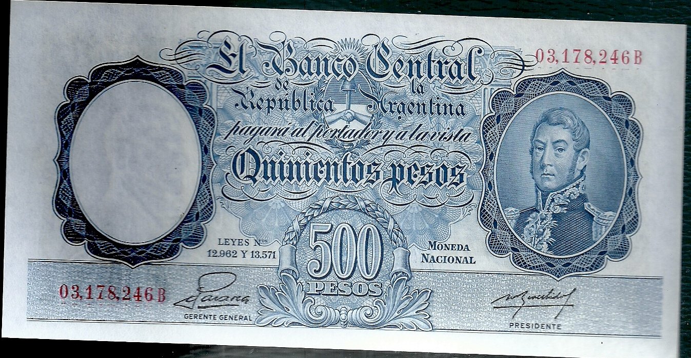 ARGENTINA BILLETE MONEDA NACIONAL 500 PESOS BOT 2099 UNC