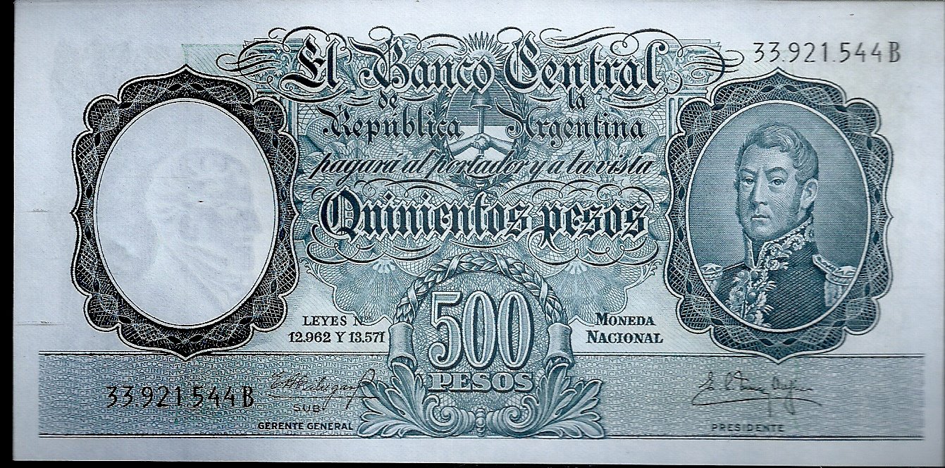 ARGENTINA BILLETE MONEDA NACIONAL 500 PESOS BOT 2109 UNC