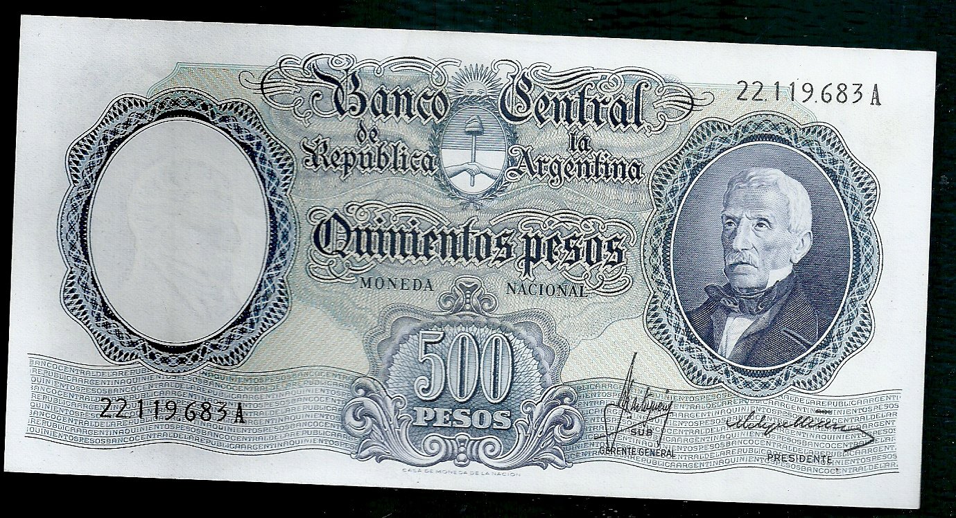 ARGENTINA BILLETE MONEDA NACIONAL 500 PESOS BOT 2120 UNC