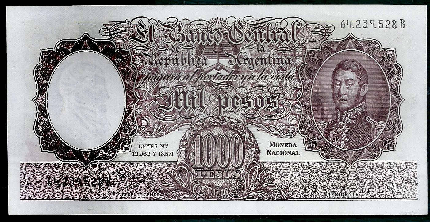 ARGENTINA BILLETE MONEDA NACIONAL 1000 PESOS BOT 2147 XF++