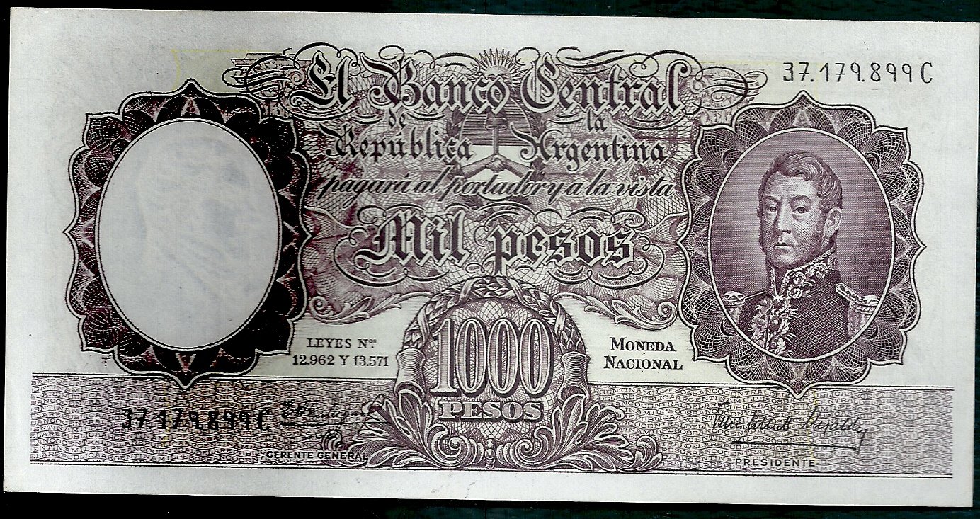 ARGENTINA BILLETE MONEDA NACIONAL 1000 PESOS BOT 2156 AU