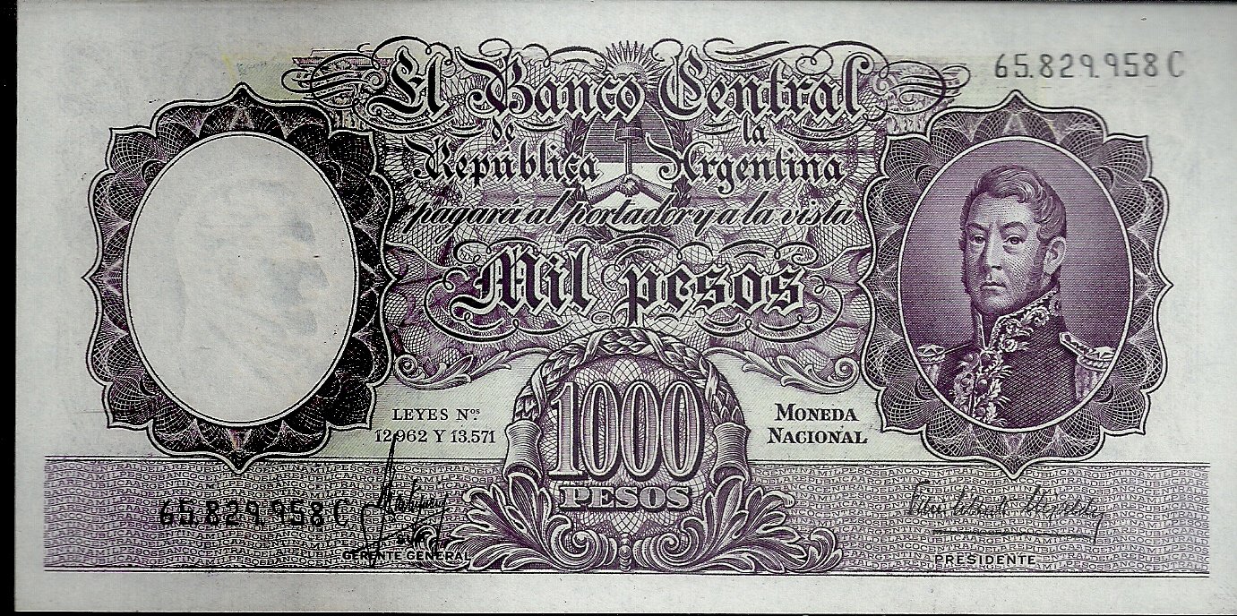 ARGENTINA BILLETE MONEDA NACIONAL 1000 PESOS BOT 2159 UNC