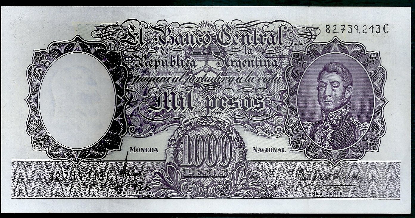 ARGENTINA BILLETE MONEDA NACIONAL 1000 PESOS BOT 2161 XF