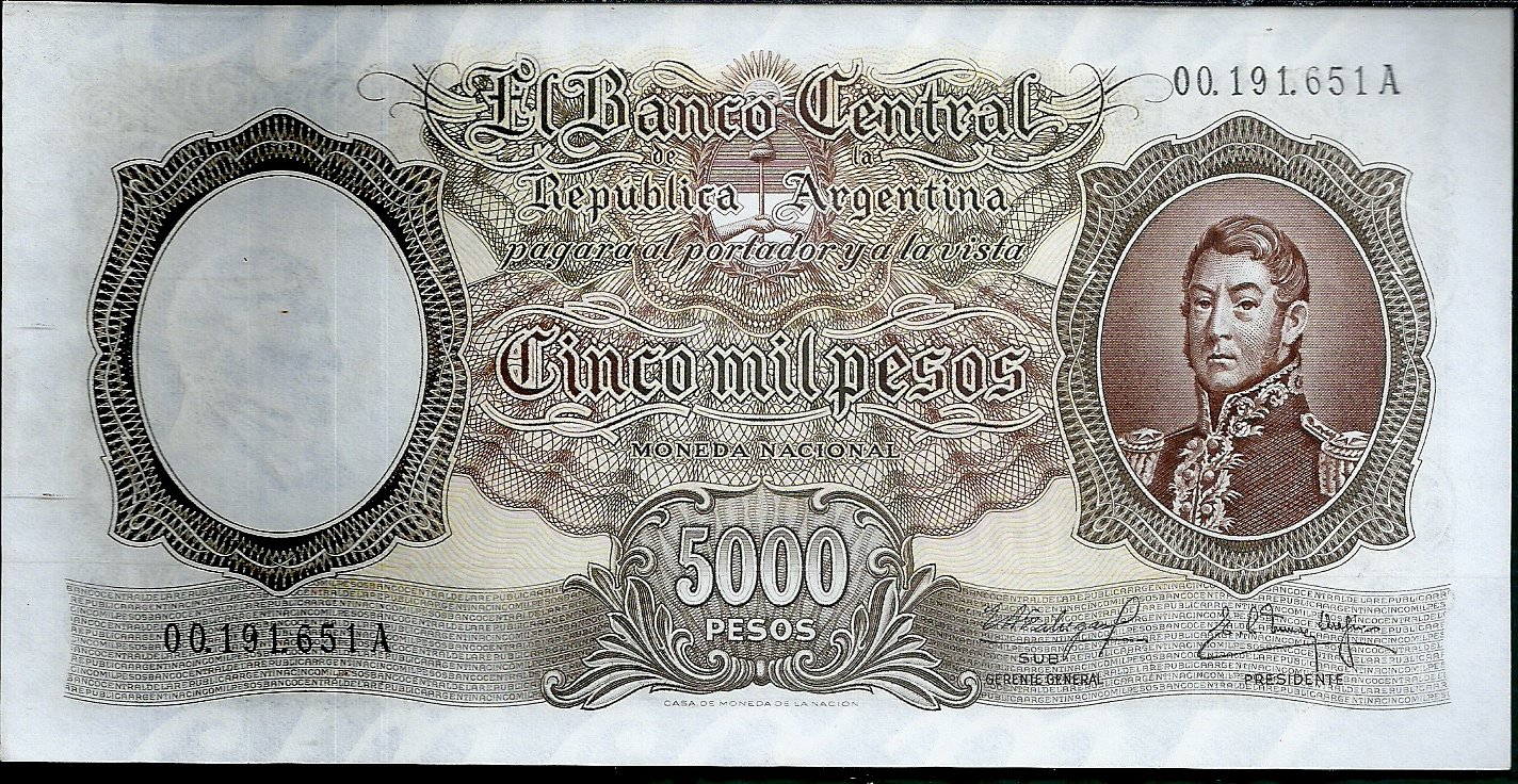 ARGENTINA BILLETE MONEDA NACIONAL 5000 PESOS BOT 2170 AU