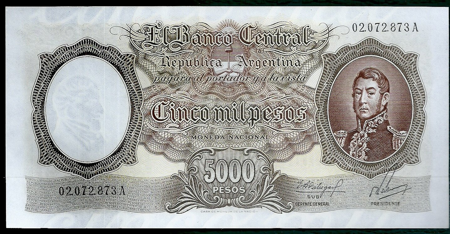 ARGENTINA BILLETE MONEDA NACIONAL 5000 PESOS BOT 2171 UNC