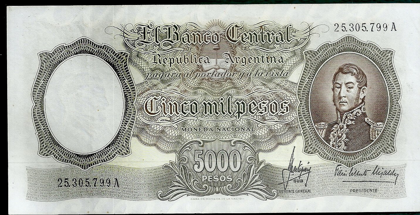 ARGENTINA BILLETE MONEDA NACIONAL 5000 PESOS BOT 2176 XF+