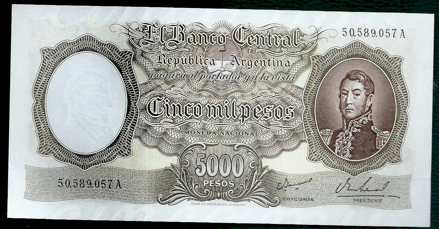 ARGENTINA BILLETE MONEDA NACIONAL 5000 PESOS BOT 2182 UNC