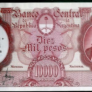 ARGENTINA BILLETE MONEDA NACIONAL 10000 PESOS RESELLADO A 100 PESO BOT 2223 UNC