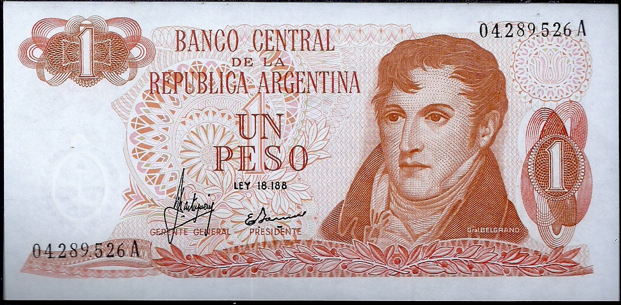ARGENTINA BILLETE PESO LEY 1 PESO BOT 2301 UNC