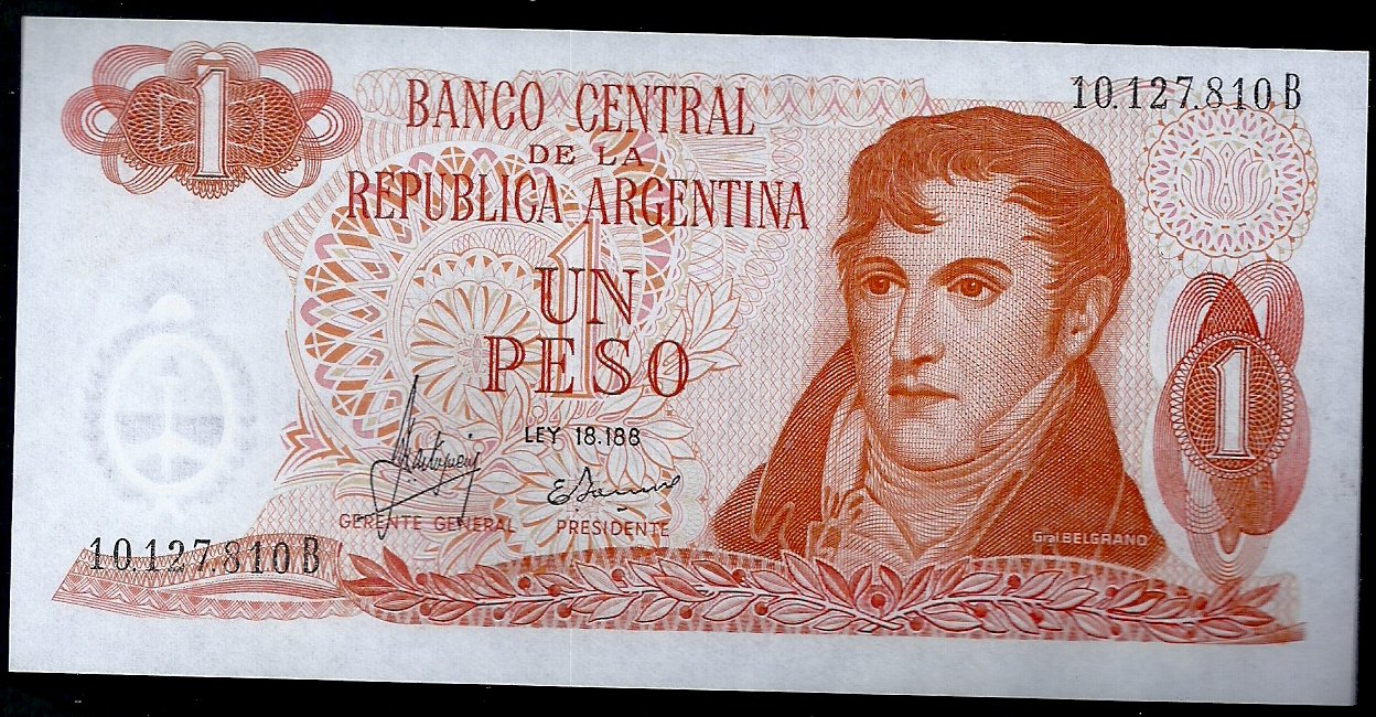 ARGENTINA BILLETE PESO LEY 1 PESO BOT 2302 UNC