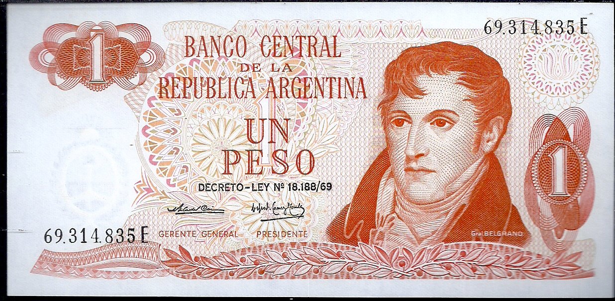 ARGENTINA BILLETE PESO LEY 1 PESO BOT 2318 UNC