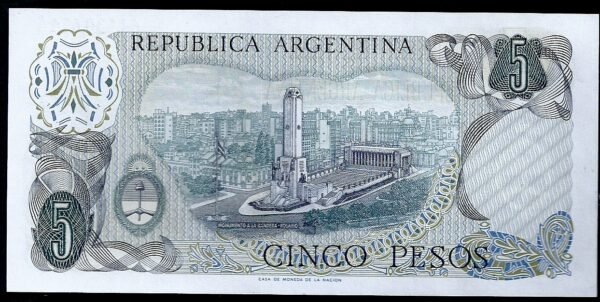 ARGENTINA BILLETE PESO LEY 5 PESOS BOT 2325 UNC - Imagen 2