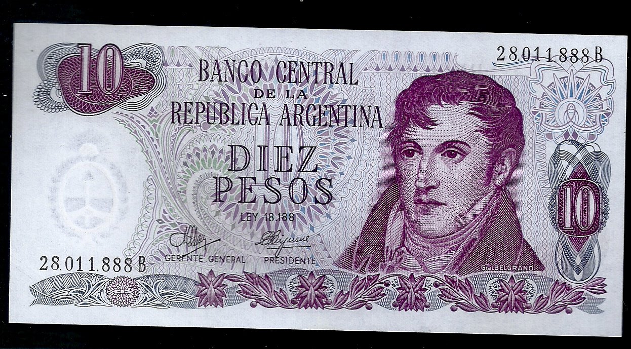 ARGENTINA BILLETE PESO LEY 10 PESOS BOT 2343 UNC