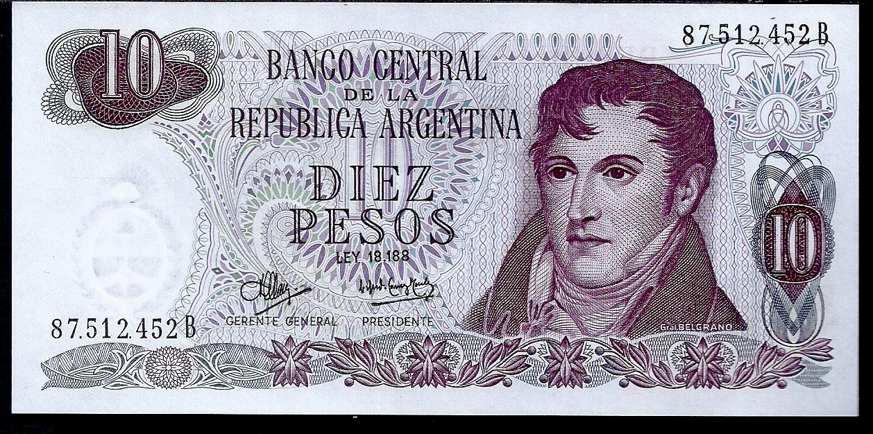 ARGENTINA BILLETE PESO LEY 10 PESOS BOT 2348 UNC