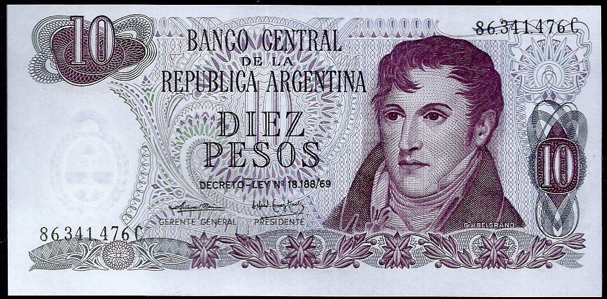 ARGENTINA BILLETE PESO LEY 10 PESOS BOT 2351a UNC