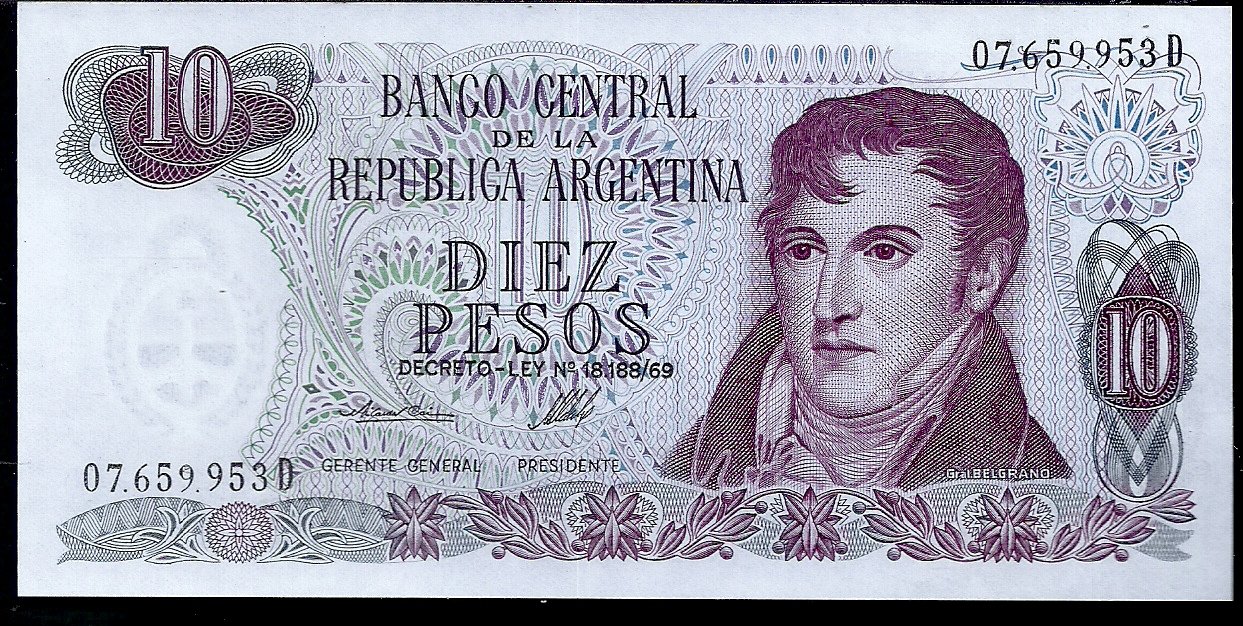 ARGENTINA BILLETE PESO LEY 10 PESOS BOT 2354 UNC