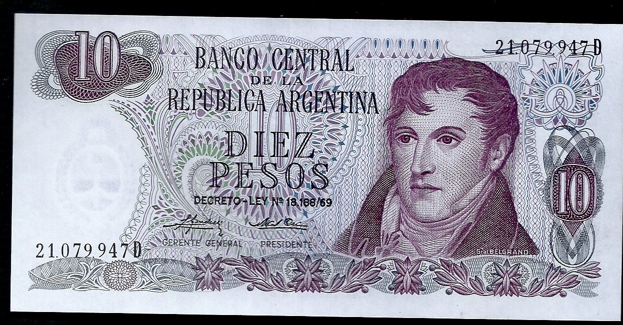 ARGENTINA BILLETE PESO LEY 10 PESOS BOT 2356a UNC