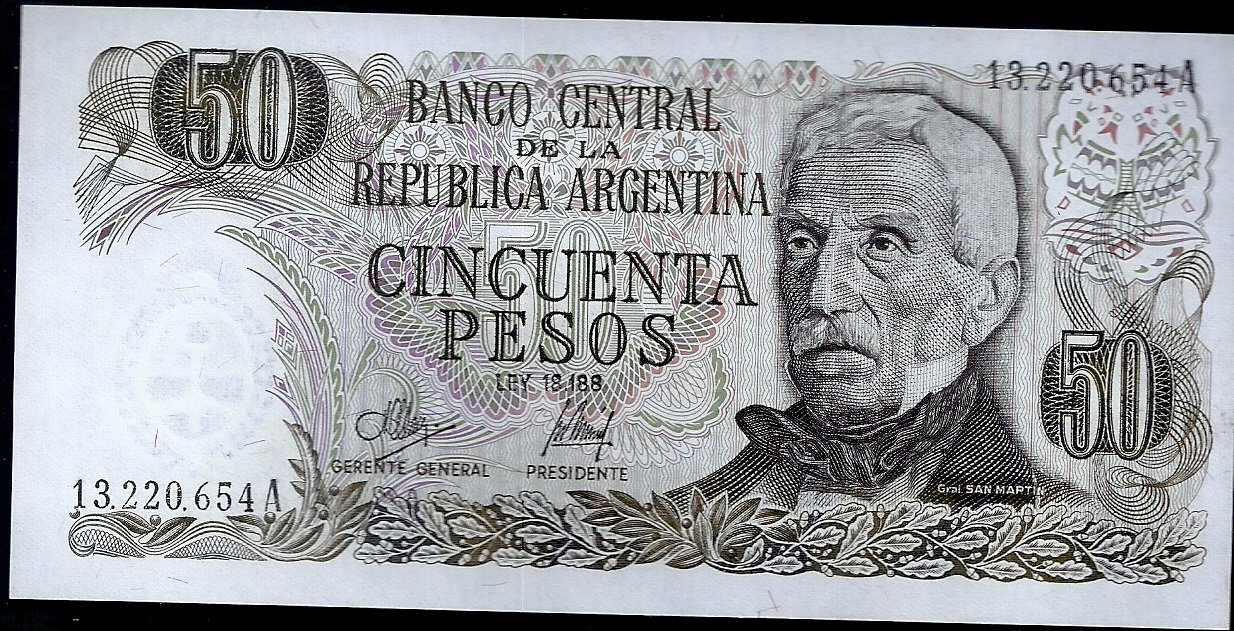ARGENTINA BILLETE PESO LEY 50 PESOS BOT 2365 UNC