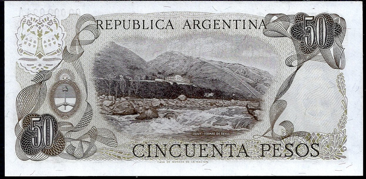 ARGENTINA BILLETE PESO LEY 50 PESOS BOT 2363 UNC NUM BAJO - Imagen 2