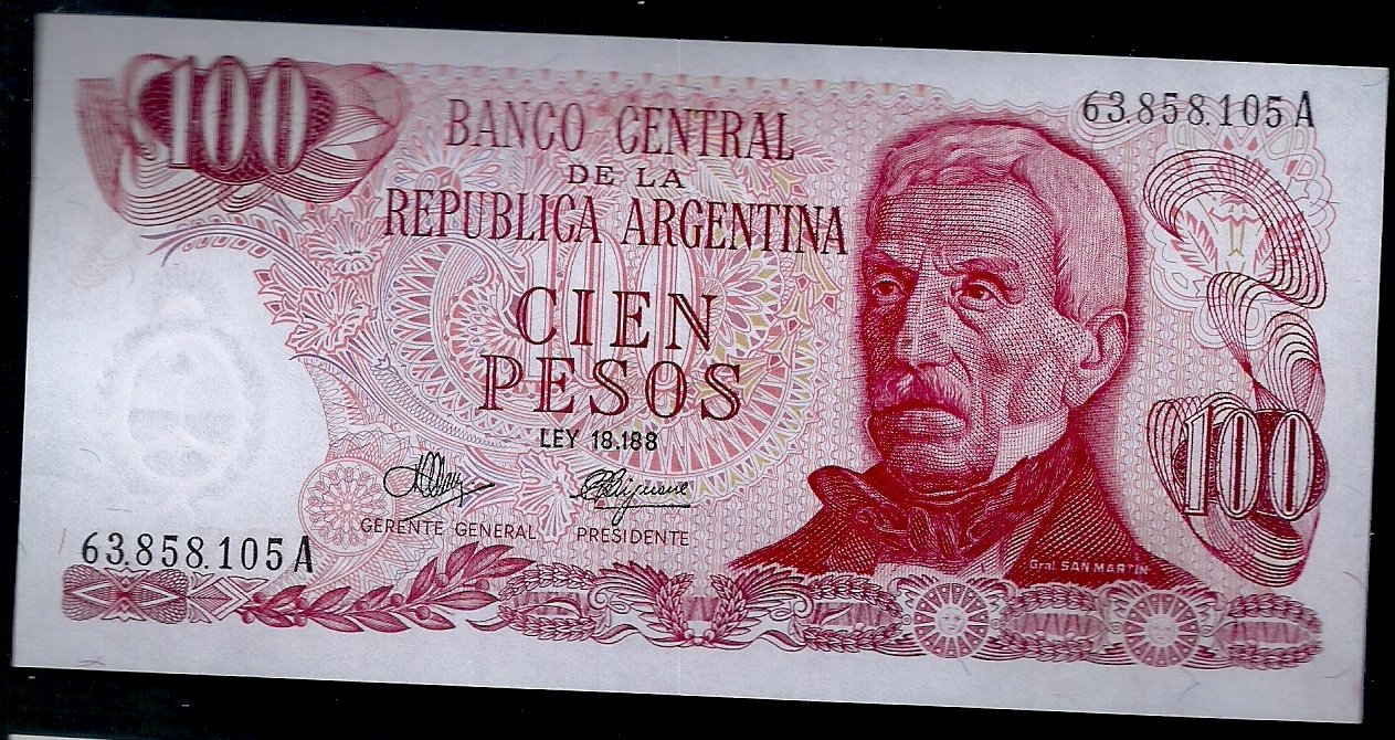 ARGENTINA BILLETE PESO LEY 100 PESOS BOT 2386 UNC
