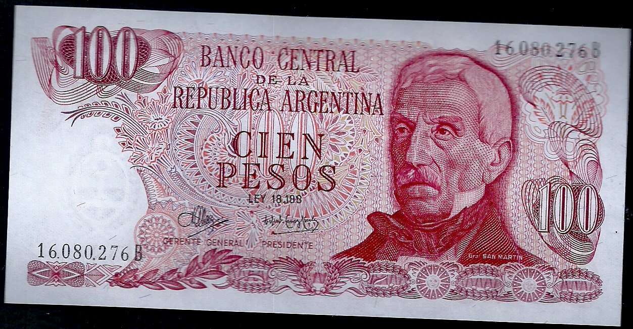 ARGENTINA BILLETE PESO LEY 100 PESOS BOT 2392 UNC