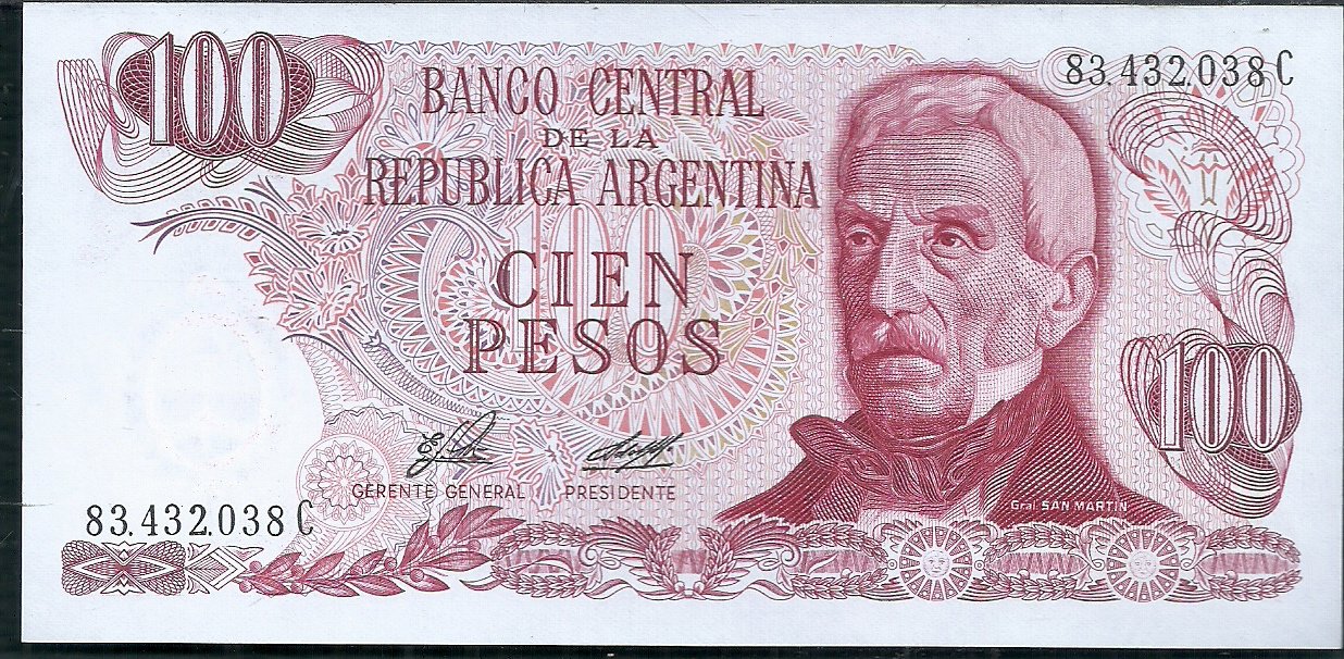 ARGENTINA BILLETE PESO LEY 100 PESOS BOT 2405 UNC
