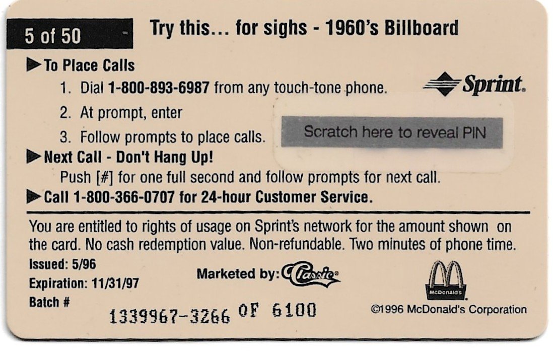 TARJETA TELEFONICA PREPAGA EDICIÓN MCDONALD ´S $2